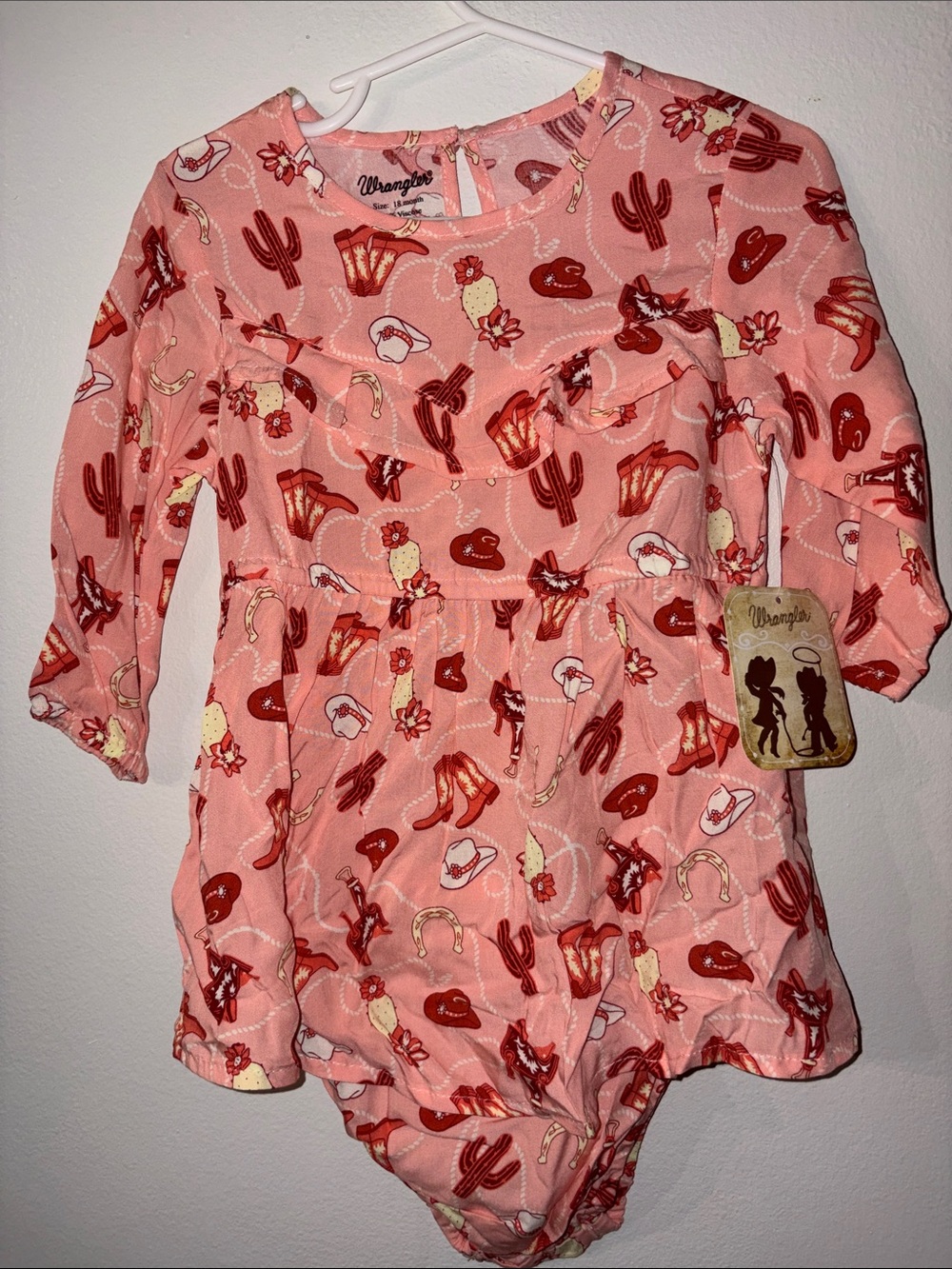 Wrangler Pink Western Print Baby Dress with Bloomers